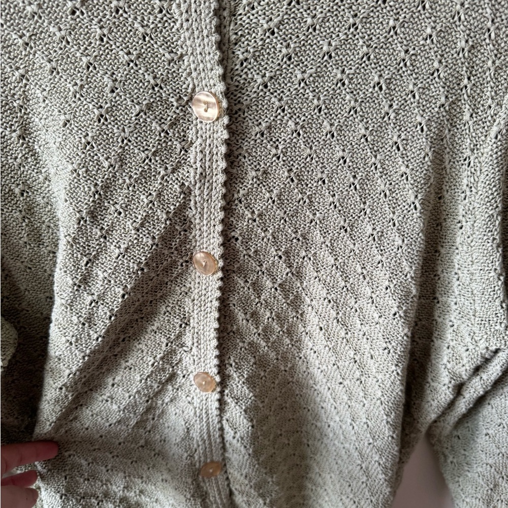 Kate Hill Olive Green Open-Stitch Button Cardigan - Picture 7 of 8